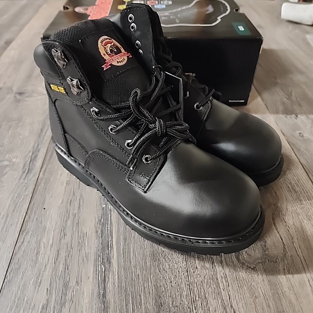 BRAHMA Black Steel Toe Work Boots Mens Size 10.5